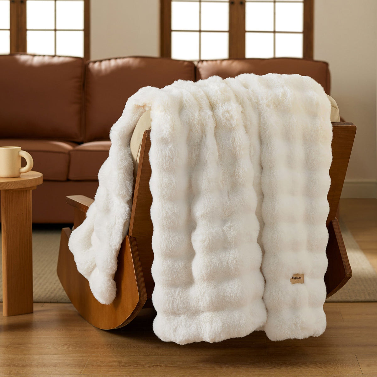 Cozy Throw Blanket, Bubble Faux Fur, Machine-Washable Care for Living Rooms, Bedrooms and Everyday Lounging, 3 Sizes and 11 Colors image 2