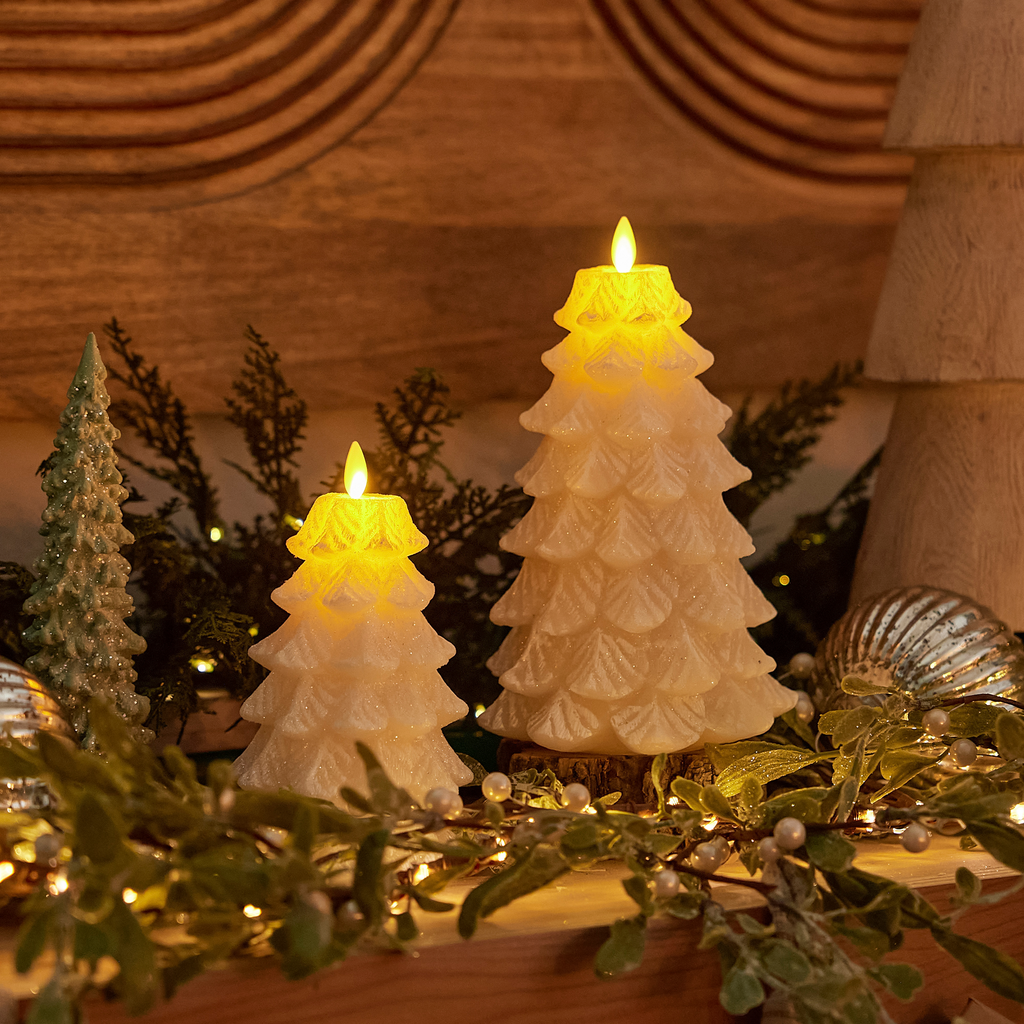 Flameless Candle, White Swan Tree for Mantels, Entryways and Holiday Displays, 2 Size Options image 2
