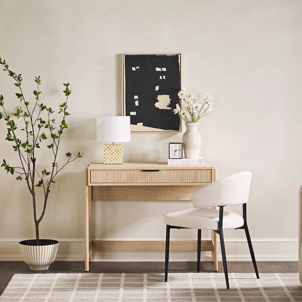 Computer Desk, Holmes Modern Scandinavian Reeded Writing for Home Offices, Computer Work and Study Spaces, 2 Color Options image 2