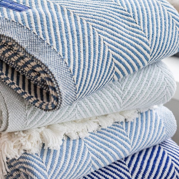 Cozy Throw Blanket, Monhegan Cotton Without Fringe Indigo, Machine-Washable Care for Sofas, Beds and Relaxing at Home, 8 Color Options image 2