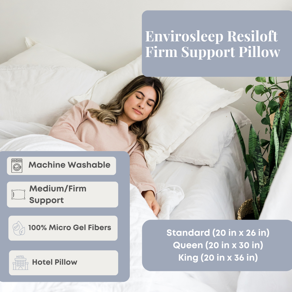 Bed Pillow, Envirosleep Resiloft Firm Support, Hypoallergenic Comfort for Sleeping, Reading and Bedroom Comfort, 3 Size Options image 2