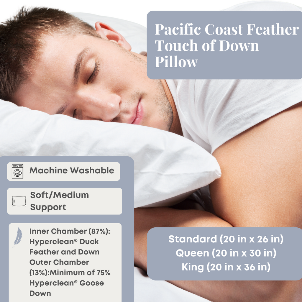 Bed Pillow, Touch of Down, Machine-Washable Care, Hypoallergenic Comfort for Everyday Sleep and Guest Room Bedding, 3 Size Options image 2