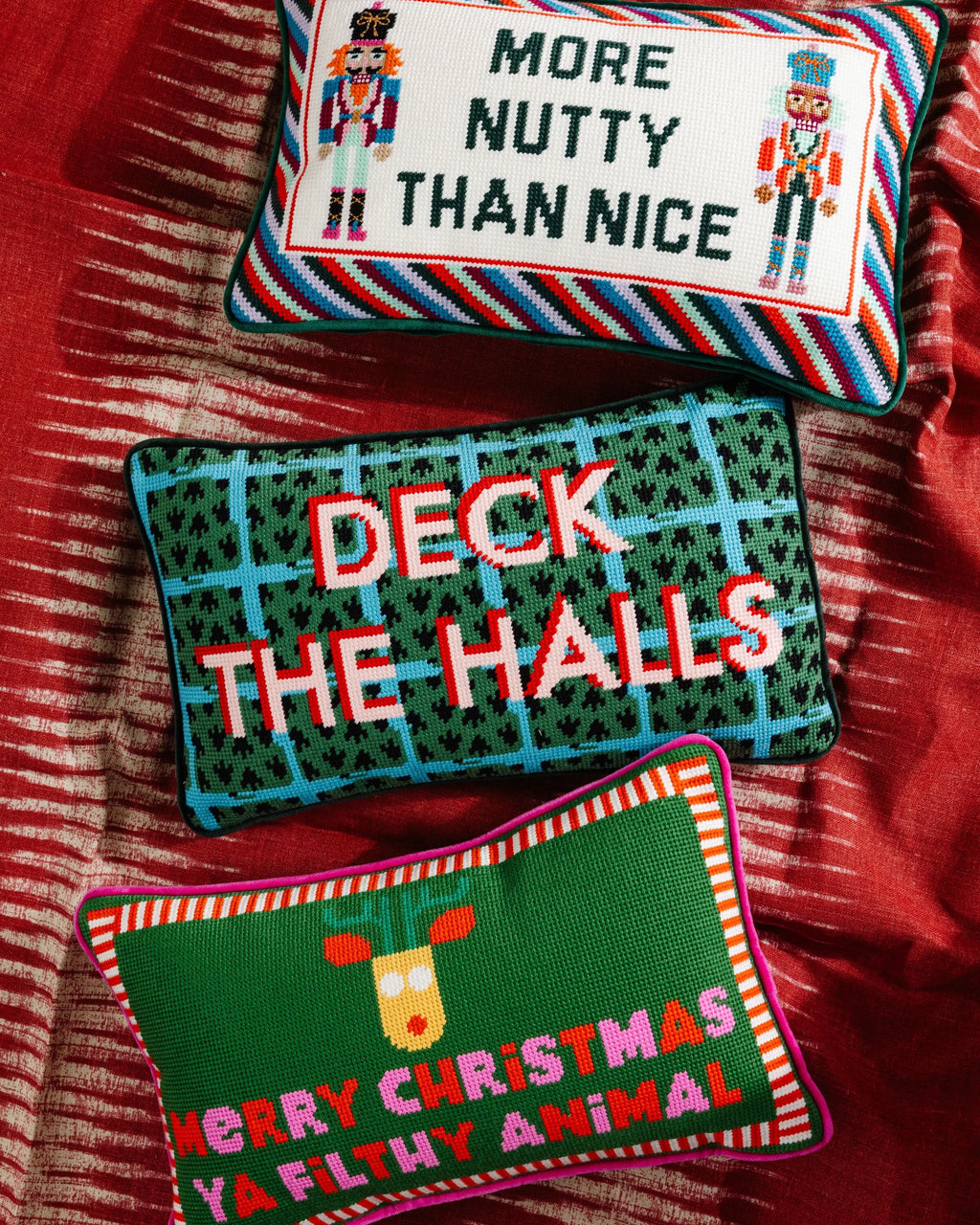 Bed Pillow, Merry Christmas Filthy Animal Needlepoint for Sleeping, Reading and Bedroom Comfort image 2