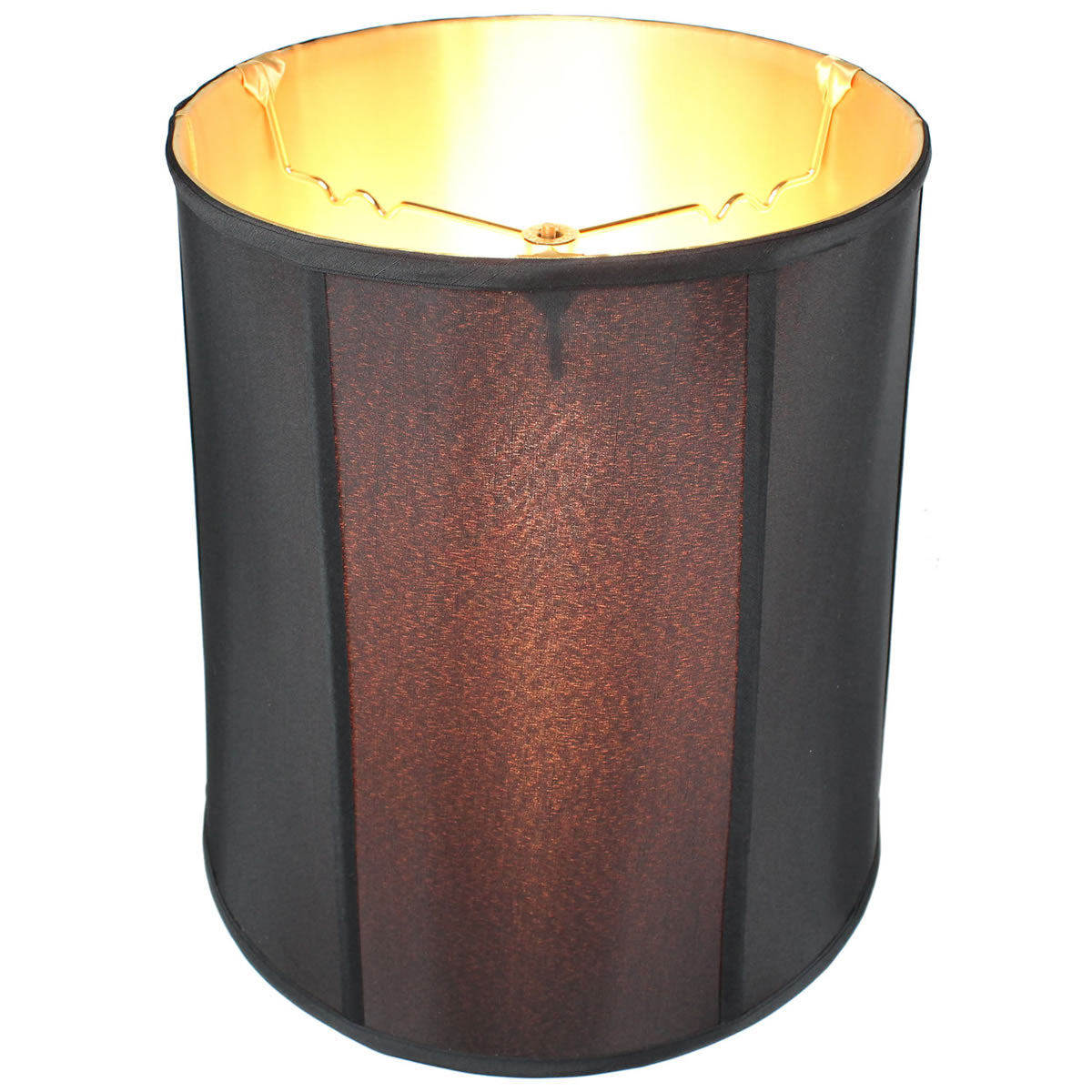Fabric Lamp Shade, 14"W x 15"H Black Drum with Gold Liner for Lamp Replacement, Reading Corners and Living Spaces image 2