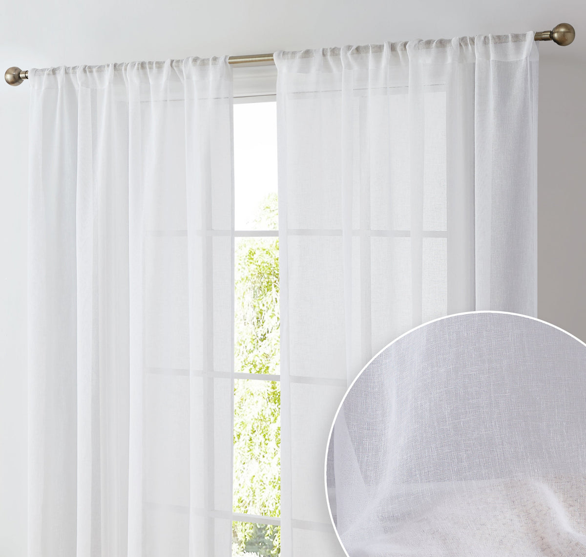 Window Curtain, Penelope Faux Linen Sheer Panels, Lightweight Design for Bedrooms, Living Rooms and Home Privacy, 5 Sizes and 12 Colors image 2