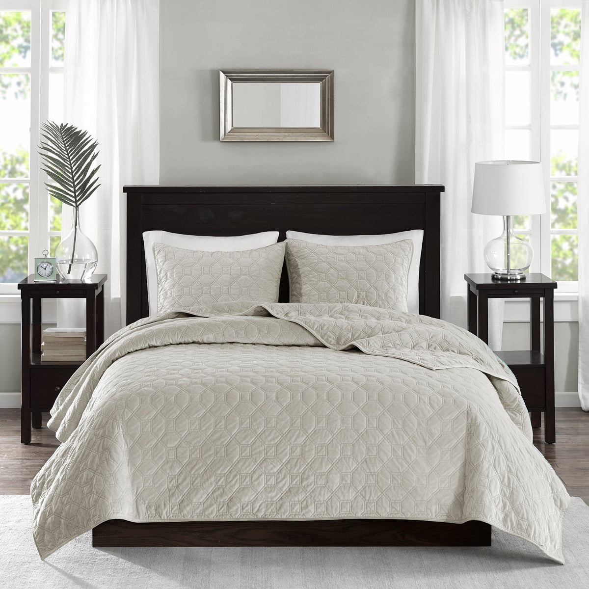 Cozy Throw Blanket, Harper 3 Piece Velvet Quilt Set, Machine-Washable Care for Sofas, Beds and Relaxing at Home, 2 Sizes and 7 Colors image 2