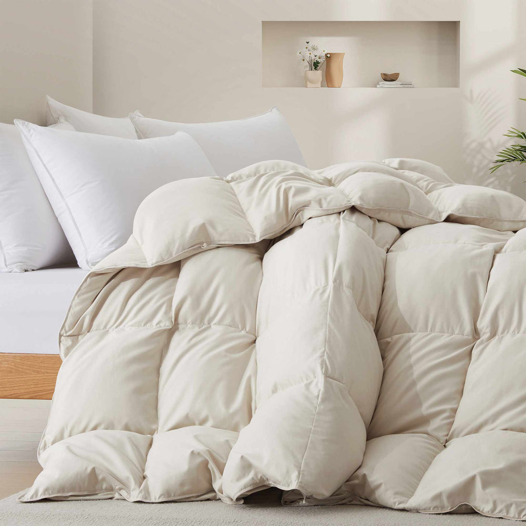Down & Feather Comforter, Goose, Lightweight Design, Machine-Washable Care for Everyday Bedding and Comfortable Sleep, 4 Sizes and 8 Colors image 2