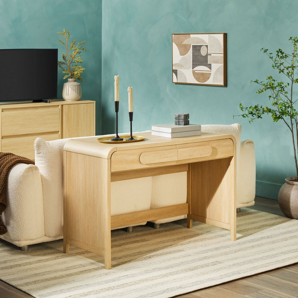 Writing Desk, Chantelle Modern Curved for Bedroom Workspaces, Home Offices and Daily Writing, 2 Color Options image 2