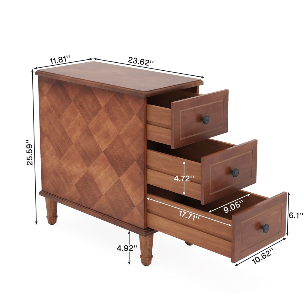 Nightstand, Fully Assembled Narrow Side Table with 3, Stain-Resistant Finish for Bedside Storage, Bedroom Organization and Guest Rooms image 2