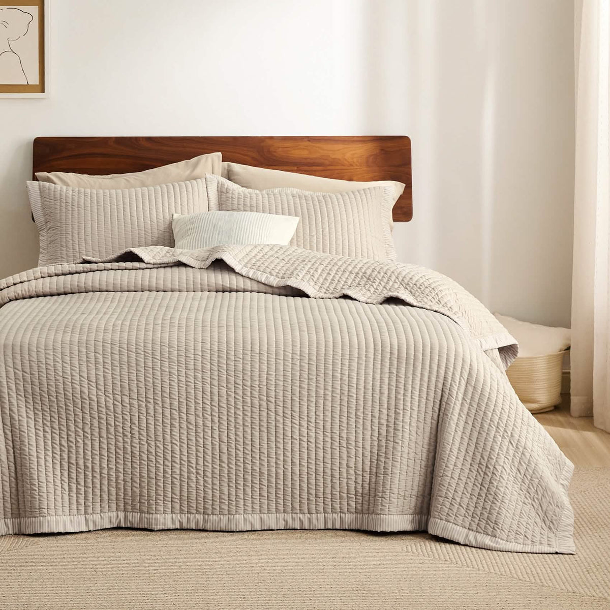Cozy Throw Blanket, Corduroy Pattern Quilt Set, Breathable Construction for Living Rooms, Bedrooms and Everyday Lounging image 2