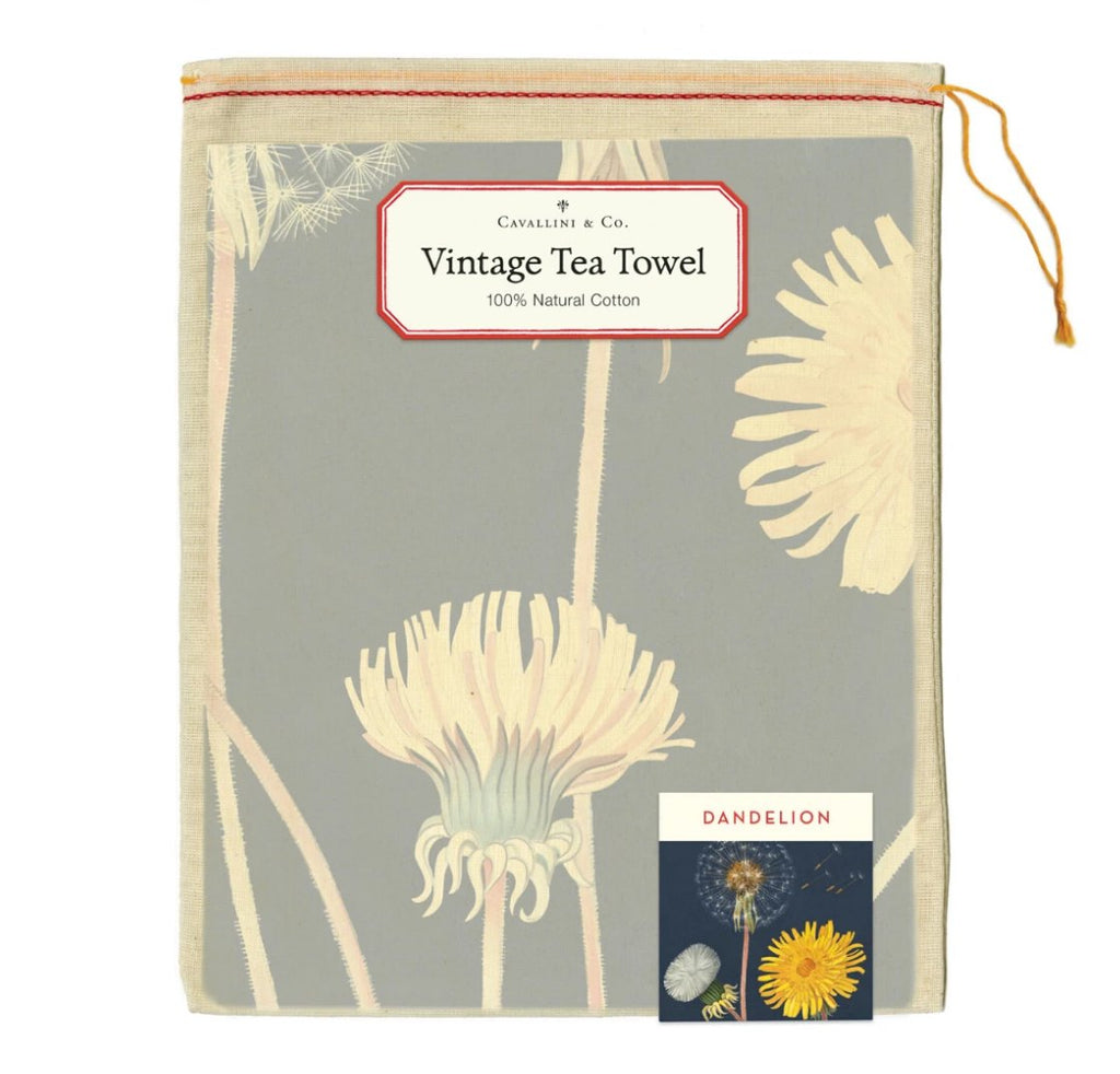 Kitchen Tea Towel Set, Dandelion Vintage Botanical Illustration for Dish Drying, Kitchen Cleanup and Everyday Home Use image 2