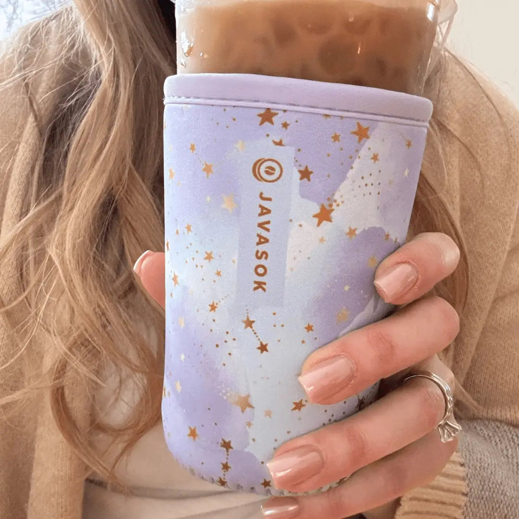 Reusable Cup Sleeve, Cosmic Glitter, Neoprene Construction for Iced Coffee, Cold Drinks and Condensation Control image 2