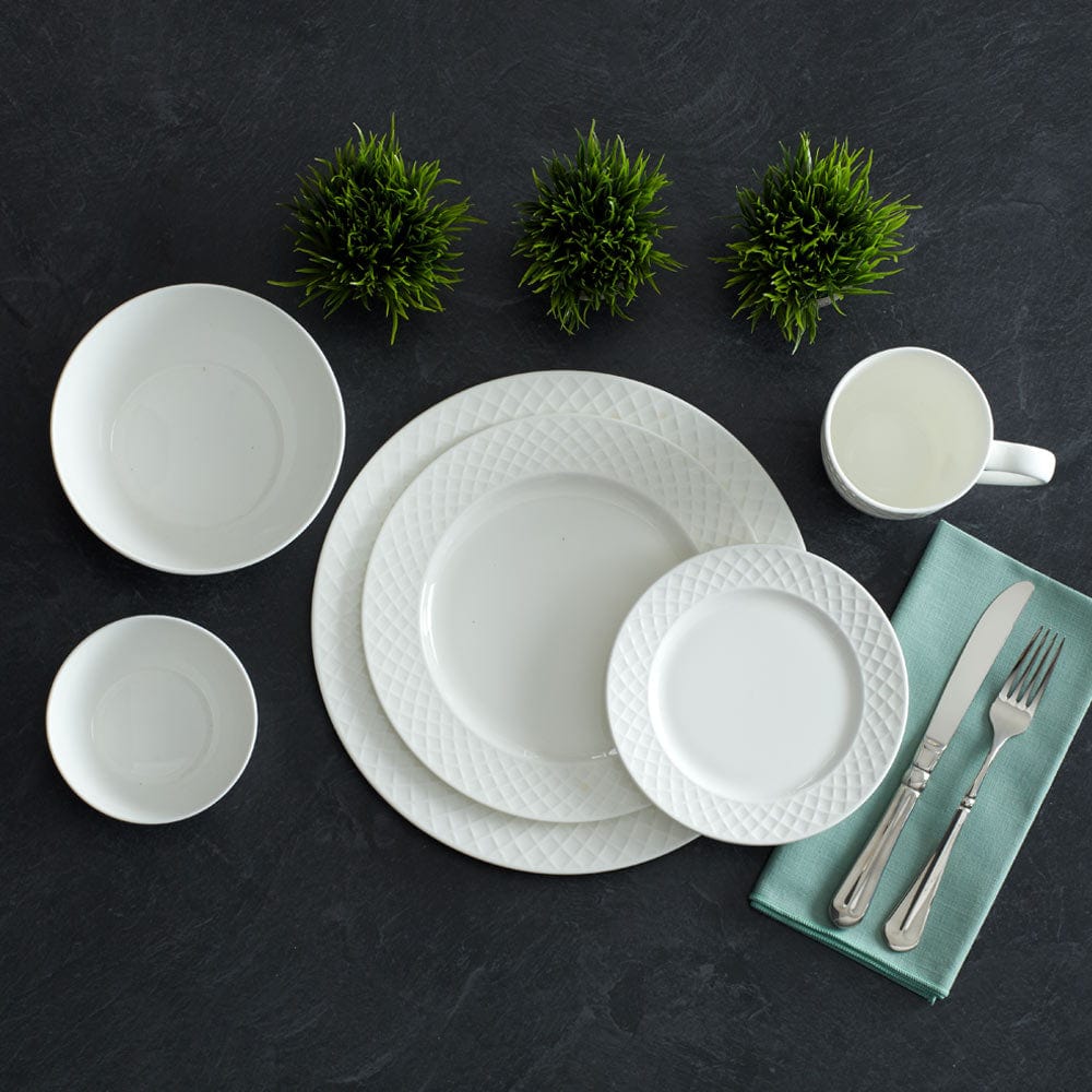 Dinnerware Set, Trellis White 36 Piece Service for 6, Dishwasher-Safe Care for Breakfast, Lunch, Dinner and Everyday Table Settings image 2