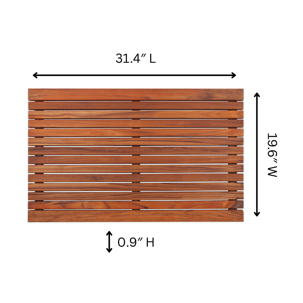 Teak Shower Mat, Durango Oiled with Wide End Slat 31.4″ x 19.6″, Lightweight Design for Indoor or Outdoor Showers, Bathrooms and Spa Areas image 3