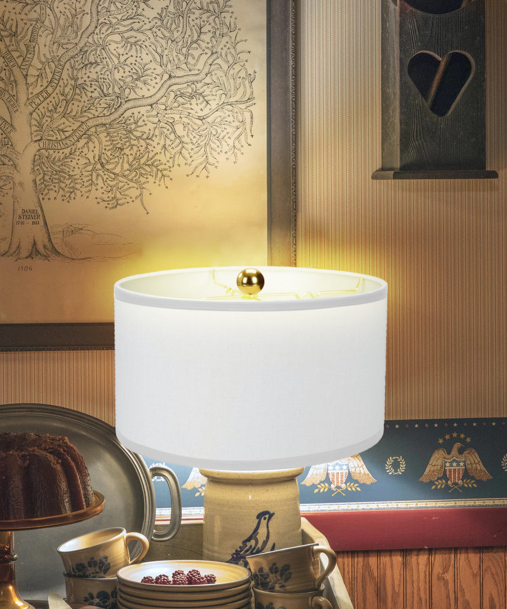 Fabric Lamp Shade, White Linen Shallow Drum Premiere 18x18x10 for Table Lamps, Floor Lamps and Soft Room Lighting image 3
