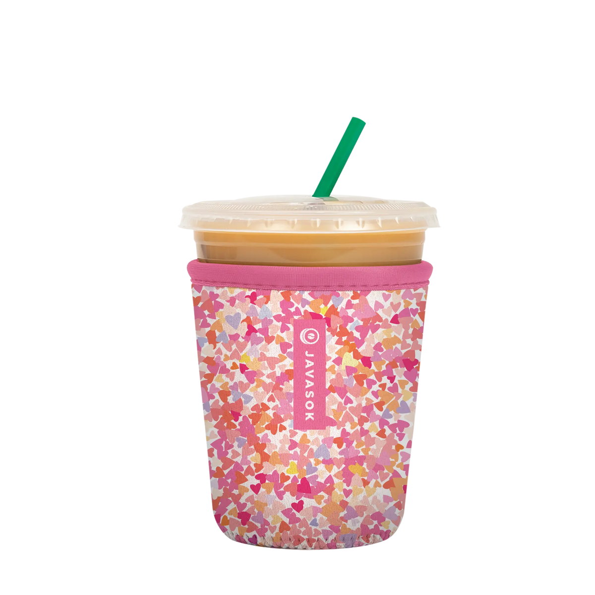 Reusable Cup Sleeve, Floral Hearts, Neoprene Construction for Iced Coffee, Cold Drinks and Condensation Control image 3