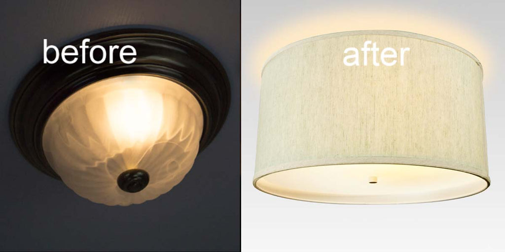 Lamp Shade, 14"W Moderne Flush Mount Conversion Kit for Lamp Replacement, Reading Corners and Living Spaces image 3