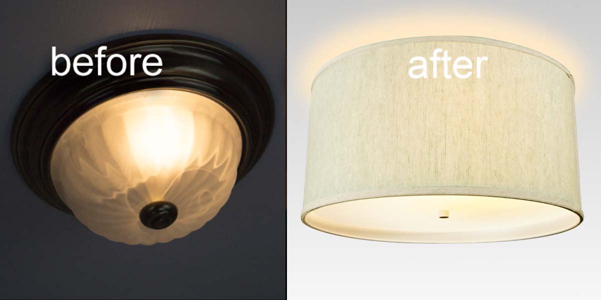Lamp Shade, 14"W Moderne Flush Mount Conversion Kit for Lamp Replacement, Reading Corners and Living Spaces image 3