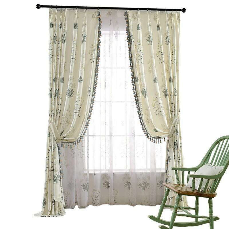 Window Curtain, Rémy Korean Pastoral Print Ivory for Bedrooms, Living Rooms and Home Privacy image 3