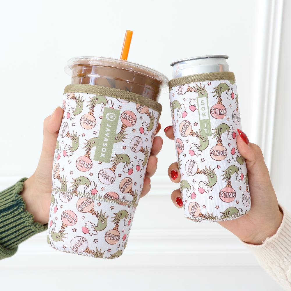 Reusable Cup Sleeve, Jingle Smells, Lightweight Design, Neoprene Construction for Iced Coffee, Cold Drinks and Condensation Control image 3
