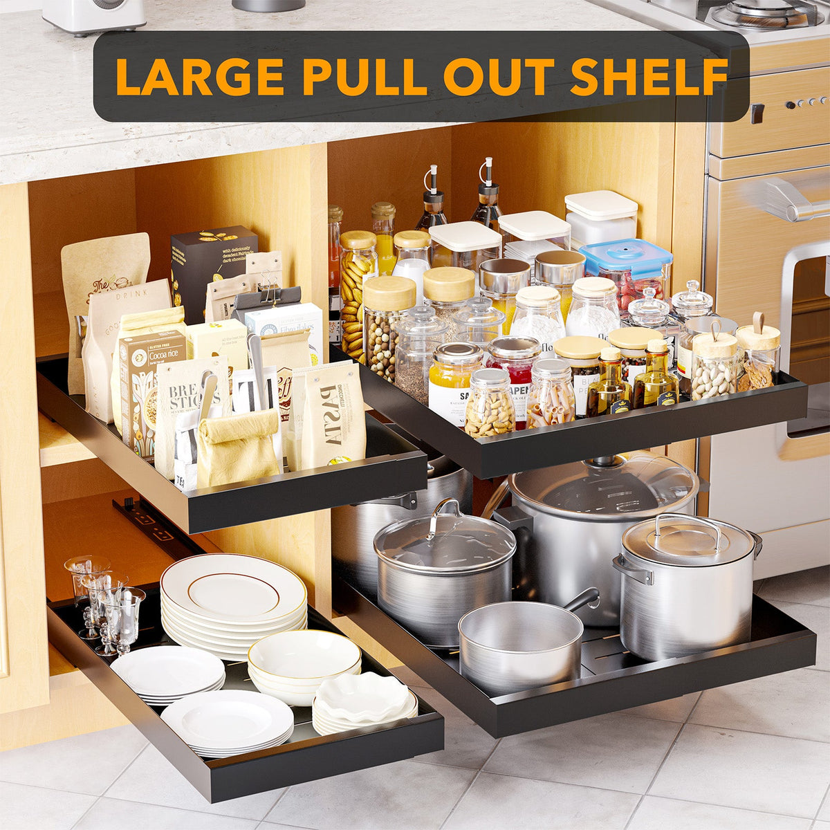Home Storage Organizer, Adjustable No Drill Adhesive Pull Out Cabinet for Closets, Shelves and Everyday Organization image 3