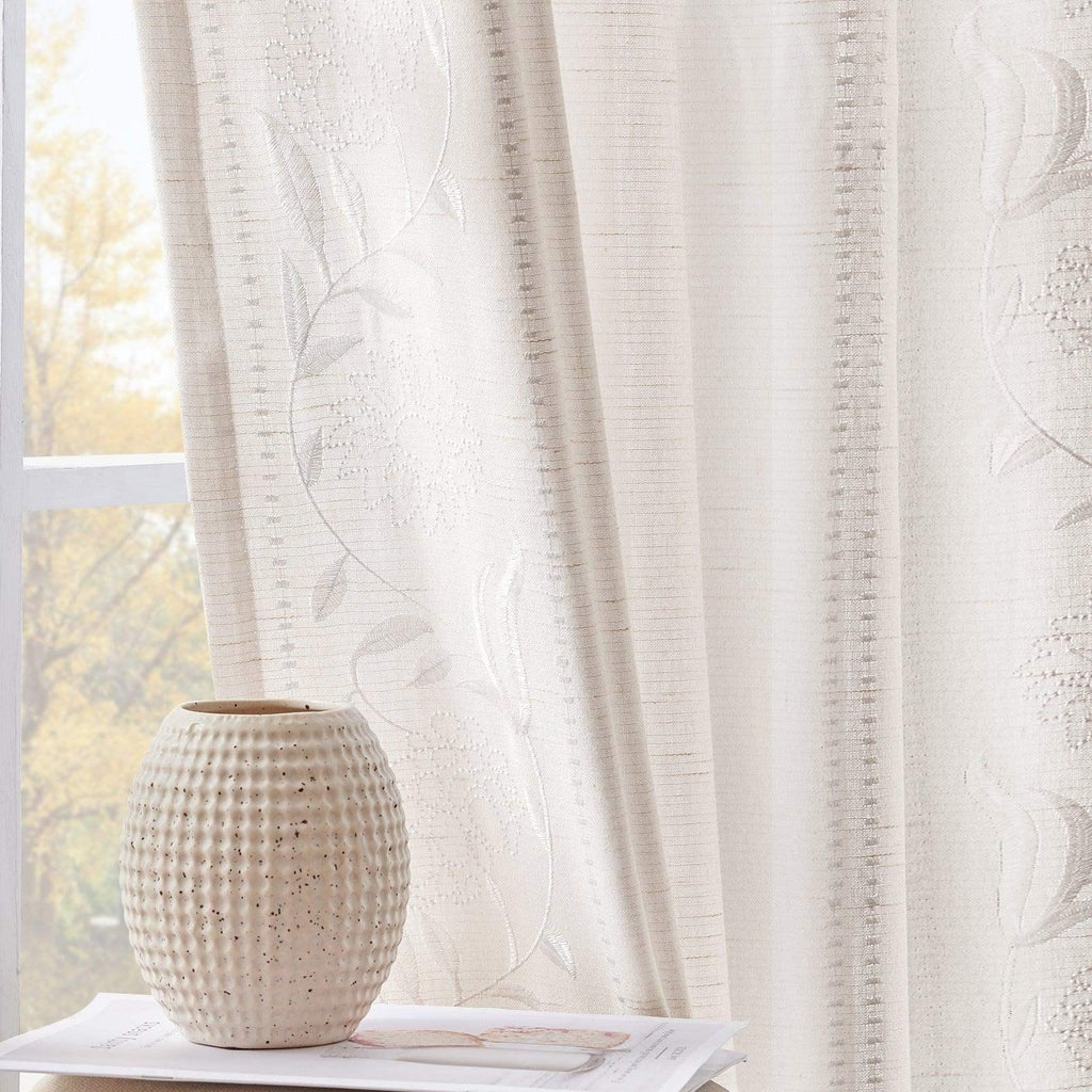 Window Curtain, Hydrangea Embroidered Linen Curtains (2 for Bedrooms, Living Rooms and Home Privacy, 6 Sizes and 6 Colors image 3