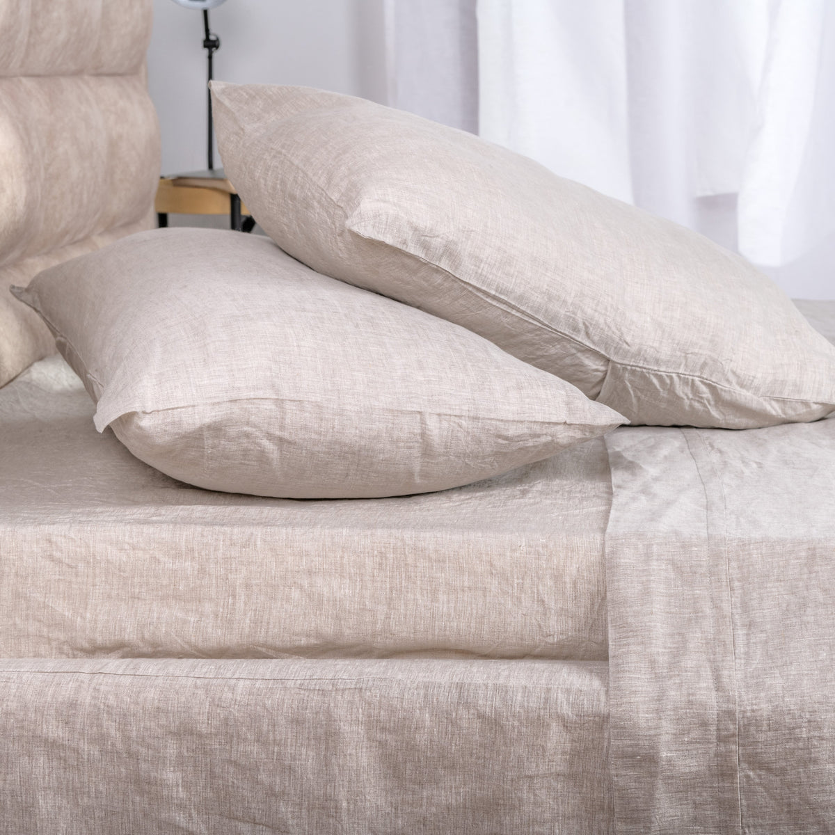 Bed Sheet Set, Natural Linen 4 Piece Linen Twin, Full, Queen for Everyday Bedroom Comfort and Guest Rooms, 6 Size Options image 3