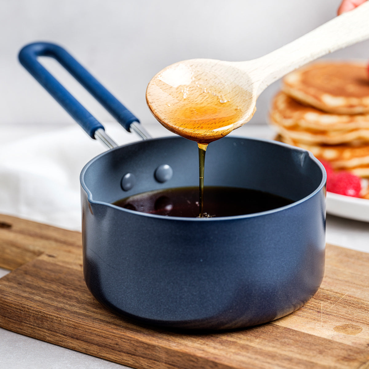 Saucepan, Ceramic Nonstick 1 Quart Navy, Dishwasher-Safe Care for Sauces, Grains and Everyday Stovetop Cooking image 3