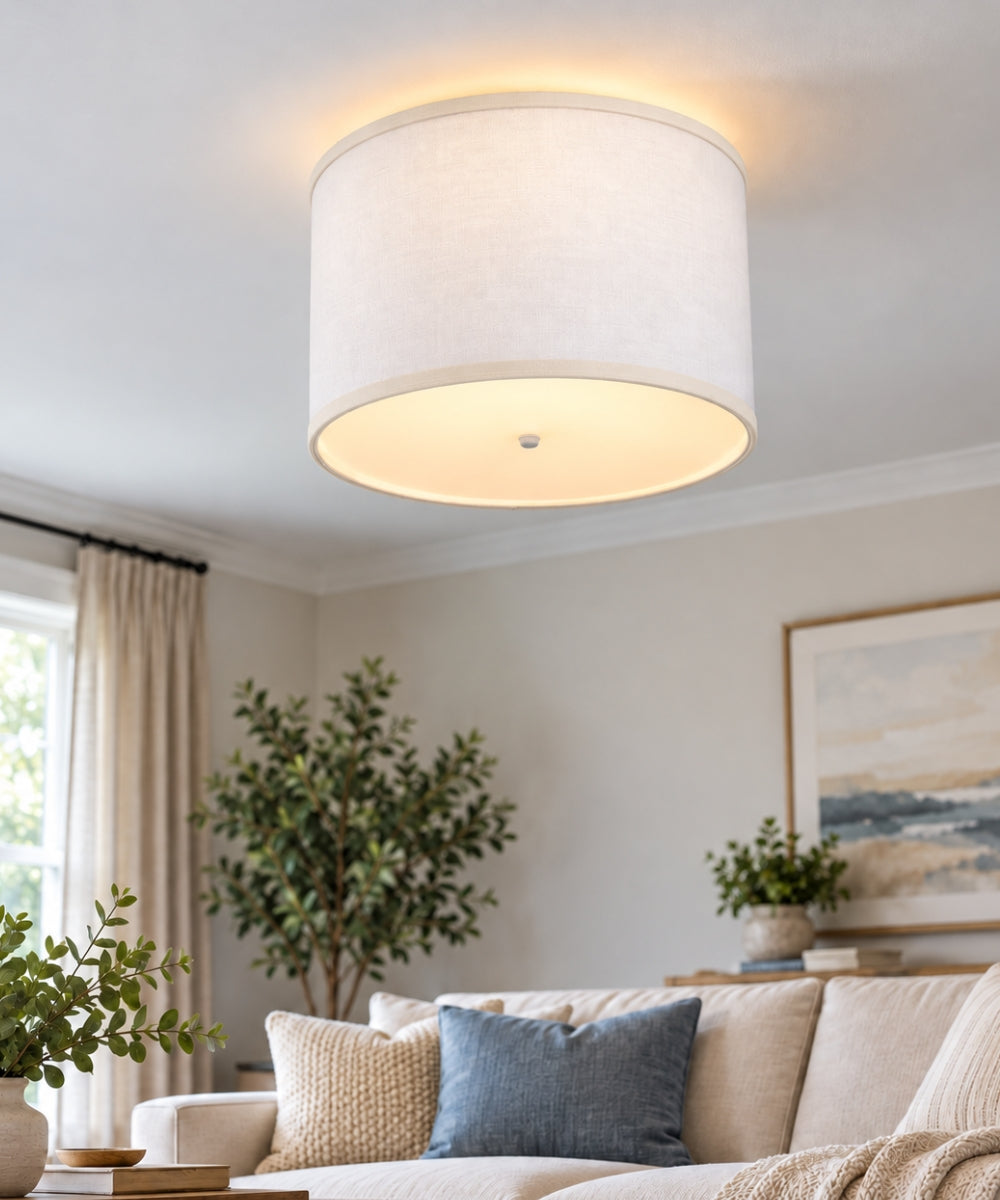 Ceiling Light Conversion Kit, 14"W White Fabric Drum for Existing Center-Post Dome Fixtures and Home Ceiling Lighting image 3