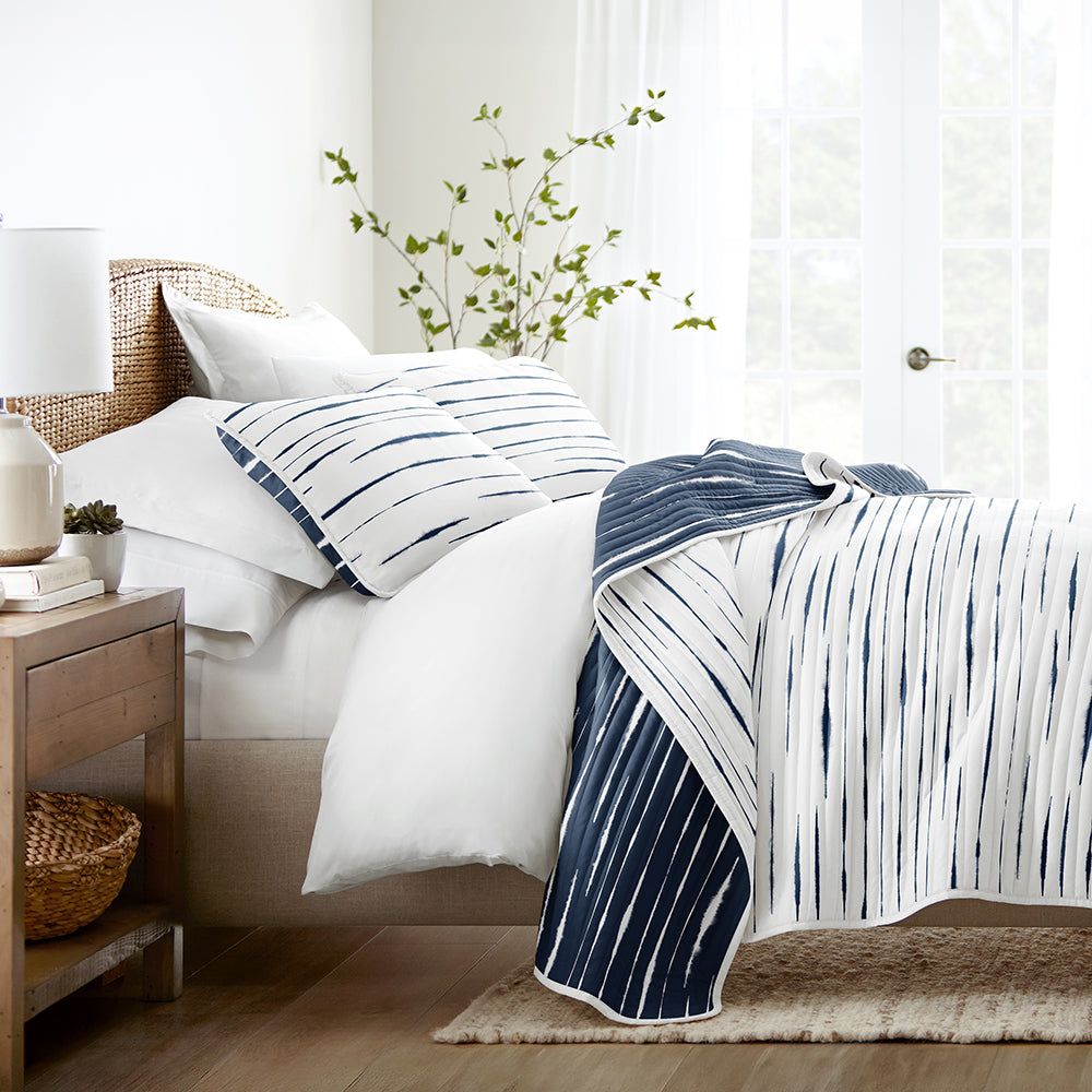 Quilted Coverlet Set, Horizon Lines Reversible for Guest Bedrooms, Layered Beds and Everyday Bedding, 3 Sizes and 2 Colors image 3