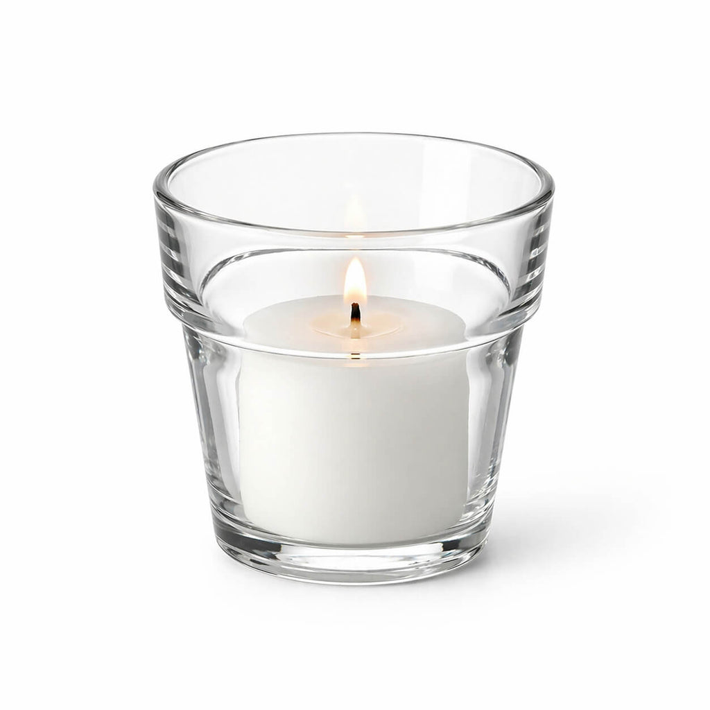 Votive Candle Holder Set, Flowerpot 12 Pack, Clear Glass Construction for Tabletop Candle Displays and Home Decorating image 3