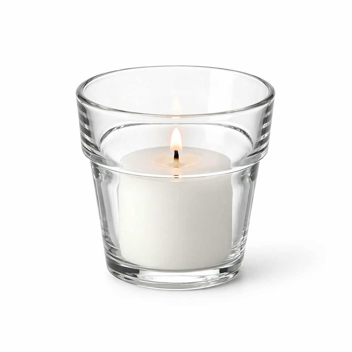 Votive Candle Holder Set, Flowerpot 12 Pack, Clear Glass Construction for Tabletop Candle Displays and Home Decorating image 3