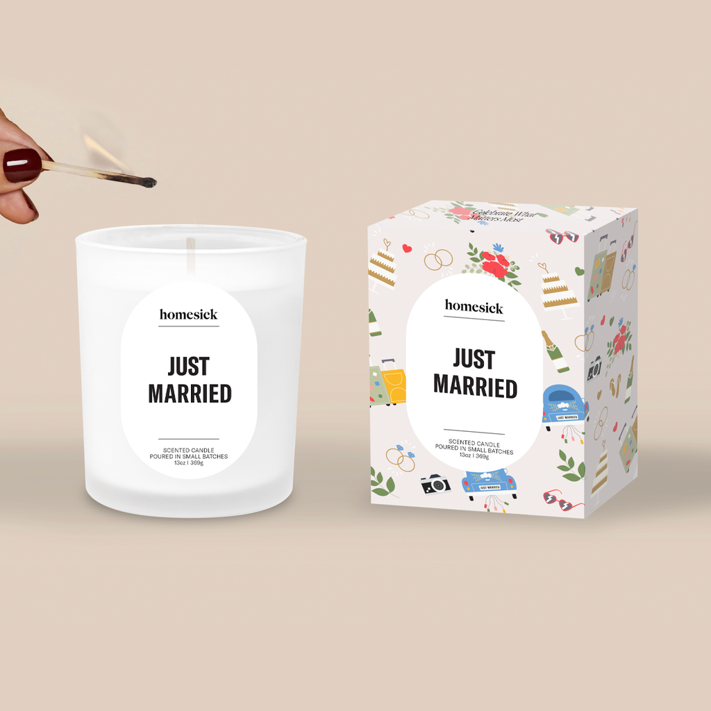 Decorative Candle, Just Married for Entryways, Mantels and Everyday Home Ambience, Designed for Living Rooms, Bedrooms and Relaxing Evenings image 3