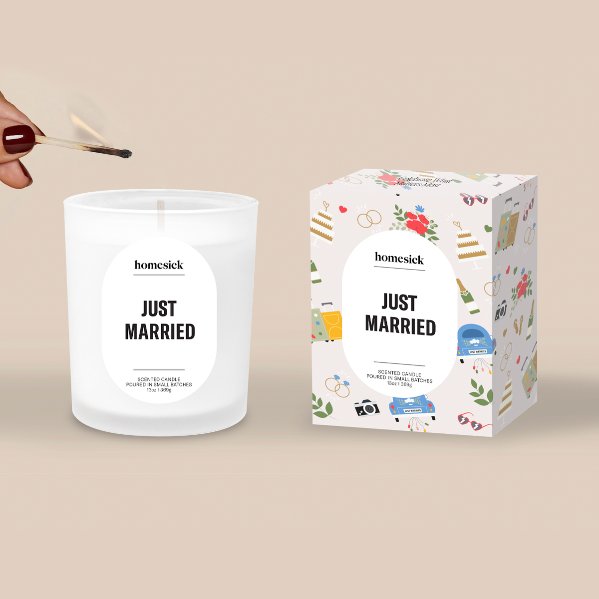 Decorative Candle, Just Married for Entryways, Mantels and Everyday Home Ambience, Designed for Living Rooms, Bedrooms and Relaxing Evenings image 3