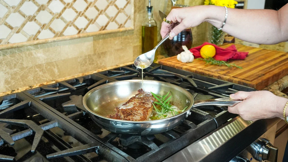 Stainless Steel Fry Pan, 10 Inch, Stainless Steel Construction for Stovetop Cooking, Family Meals and Daily Kitchen Use image 3
