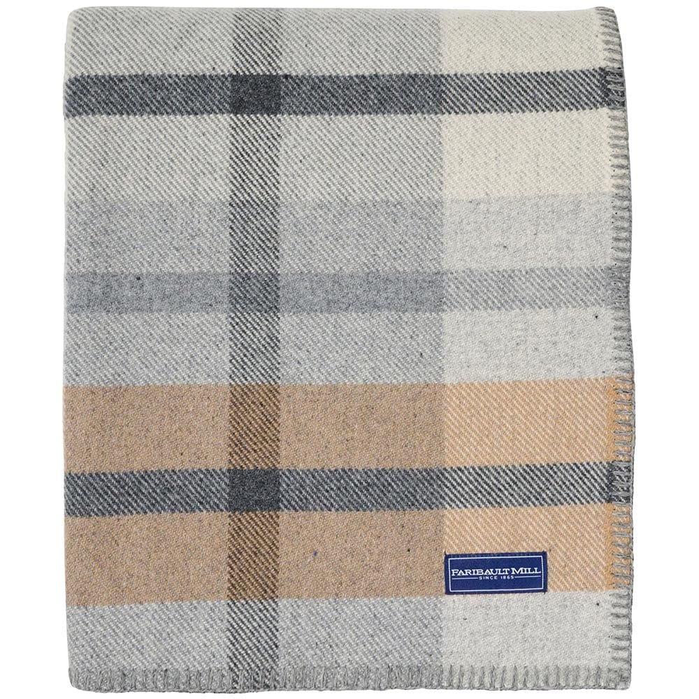 Cozy Throw Blanket, Northfield Plaid Wool Heritage Beige for Sofas, Beds and Relaxing at Home image 3