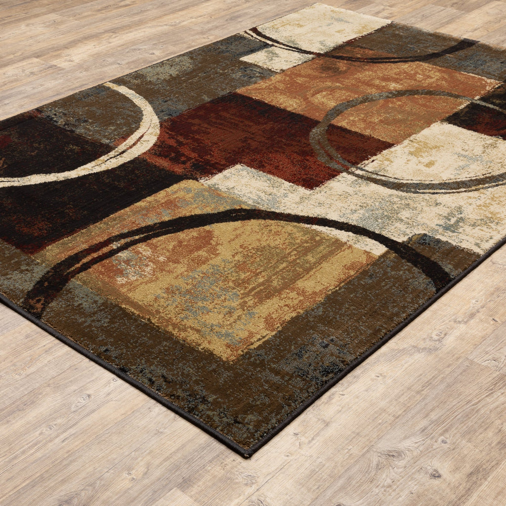 Area Rug, Hudson 2544B Brown Black for Living Rooms, Bedrooms and Entryways, 9 Size Options image 3