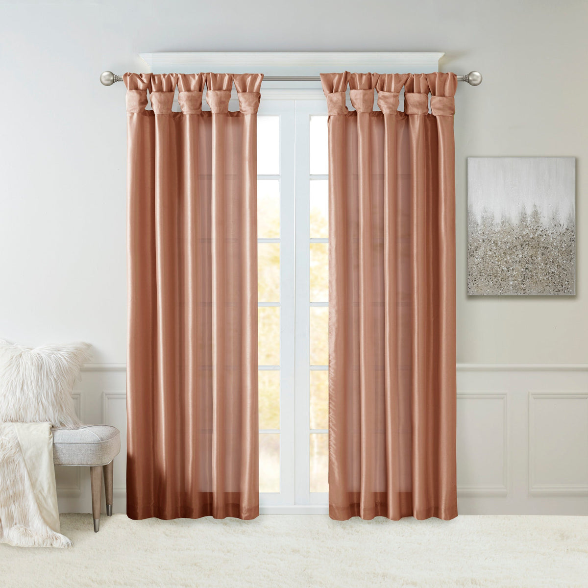 Window Curtain, Emilia Twist Tab Lined Panel, Machine-Washable Care for Windows, Room Styling and Everyday Privacy, 5 Sizes and 14 Colors image 3