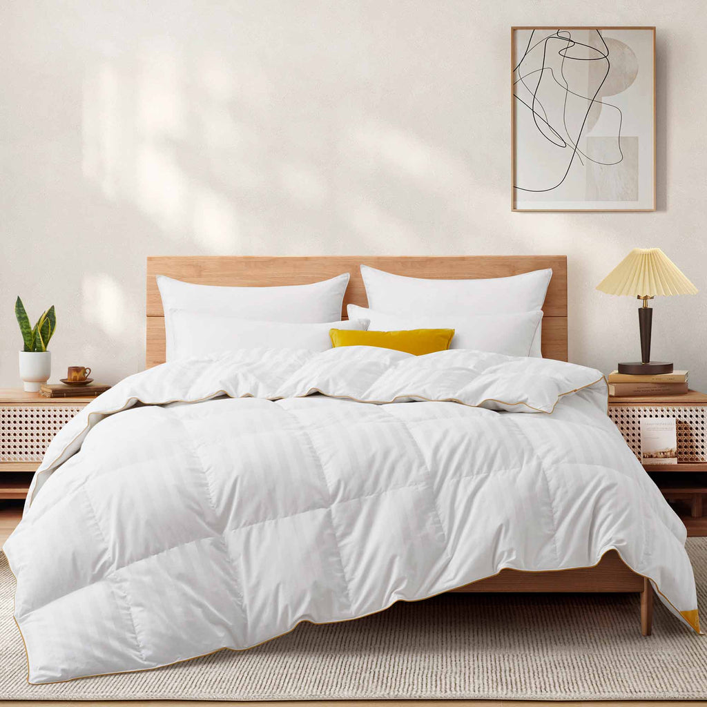 Down & Feather Comforter, All Seasons White Goose, Lightweight Design for Year-Round Bedroom Comfort and Restful Sleep, 5 Size Options image 3