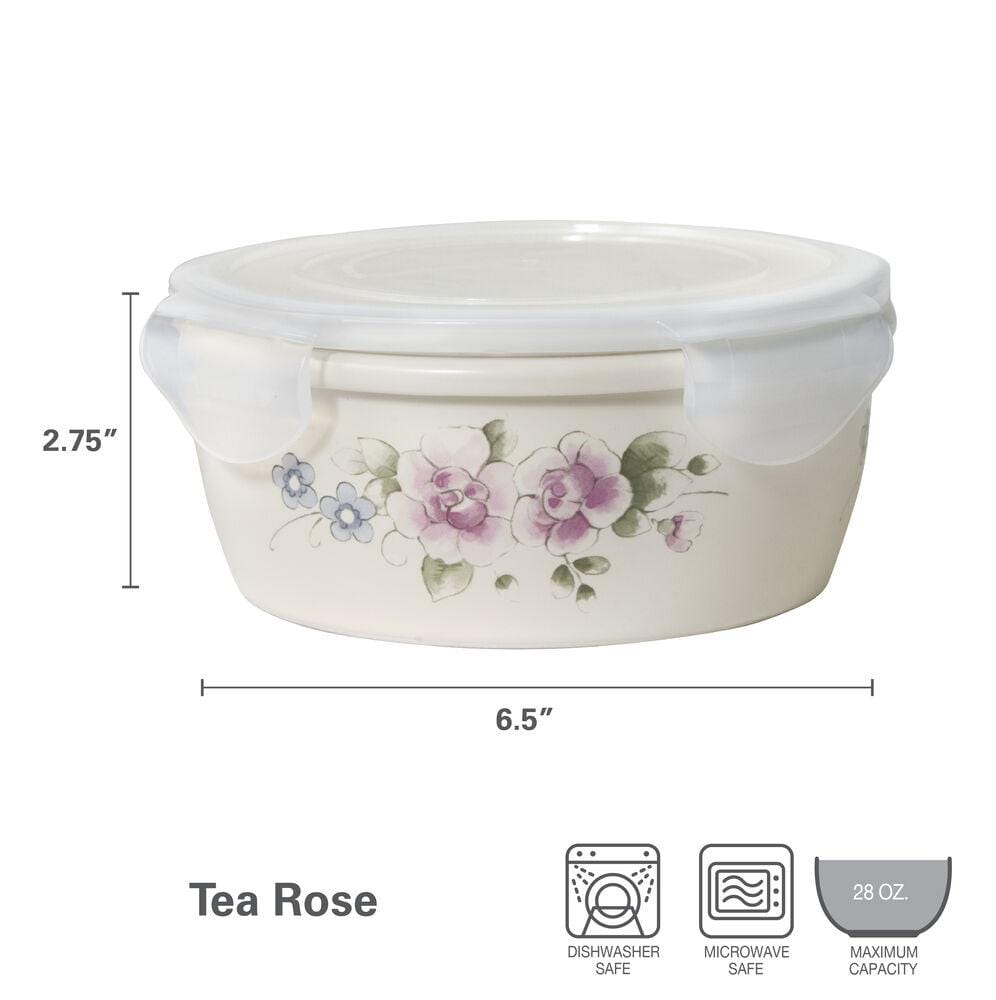 Dinnerware, Tea Rose Storage Bowl With Lid, Silicone Construction, Dishwasher-Safe Care for Family Dining, Serving and Entertaining image 3