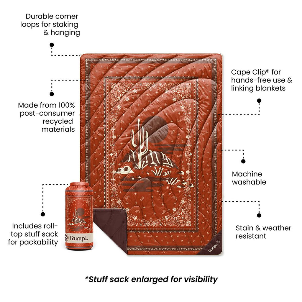 Puffy Blanket, Original Sedona Saguaro Bandana, Weather-Resistant Shell for Camping, Cabins and Outdoor Relaxation image 3