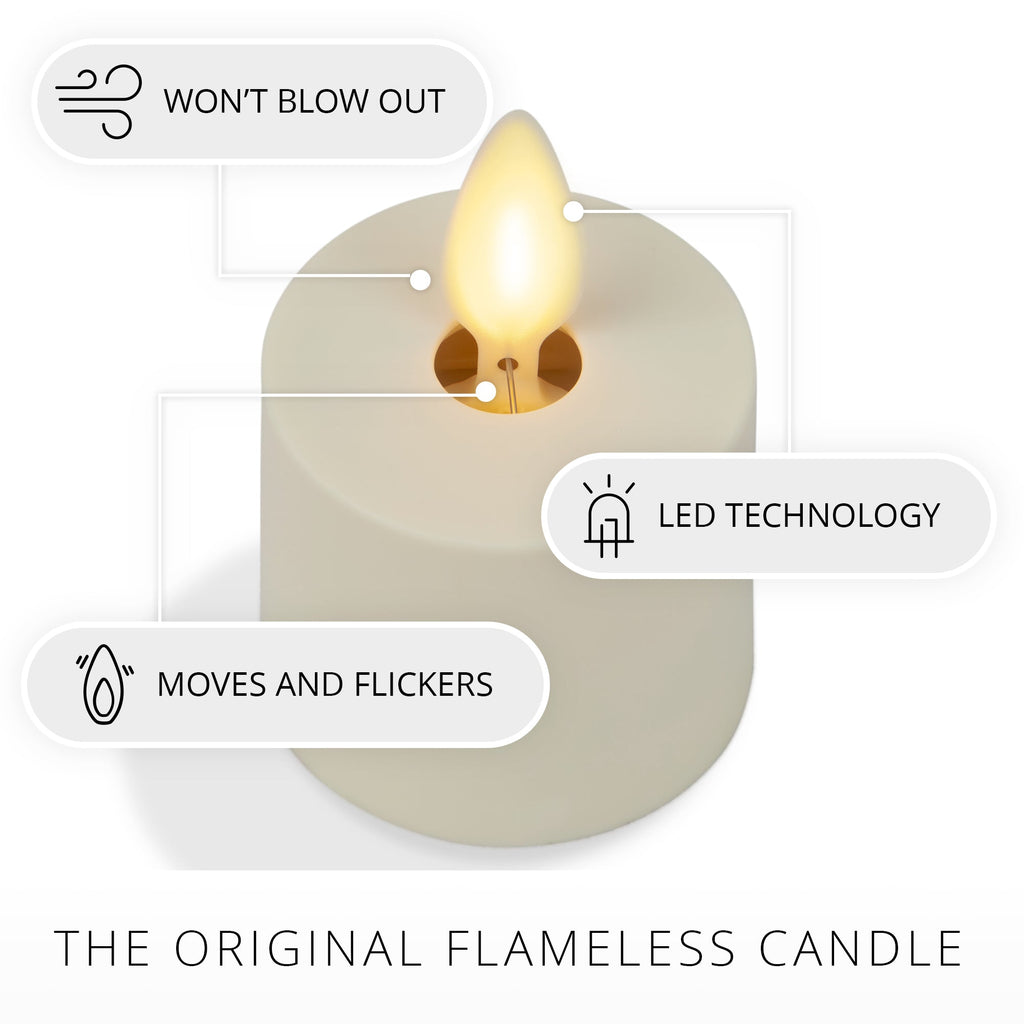 Flameless Candle, Set of 4 Pearl Ivory Tealights Extended for Mantels, Entryways and Holiday Displays image 3