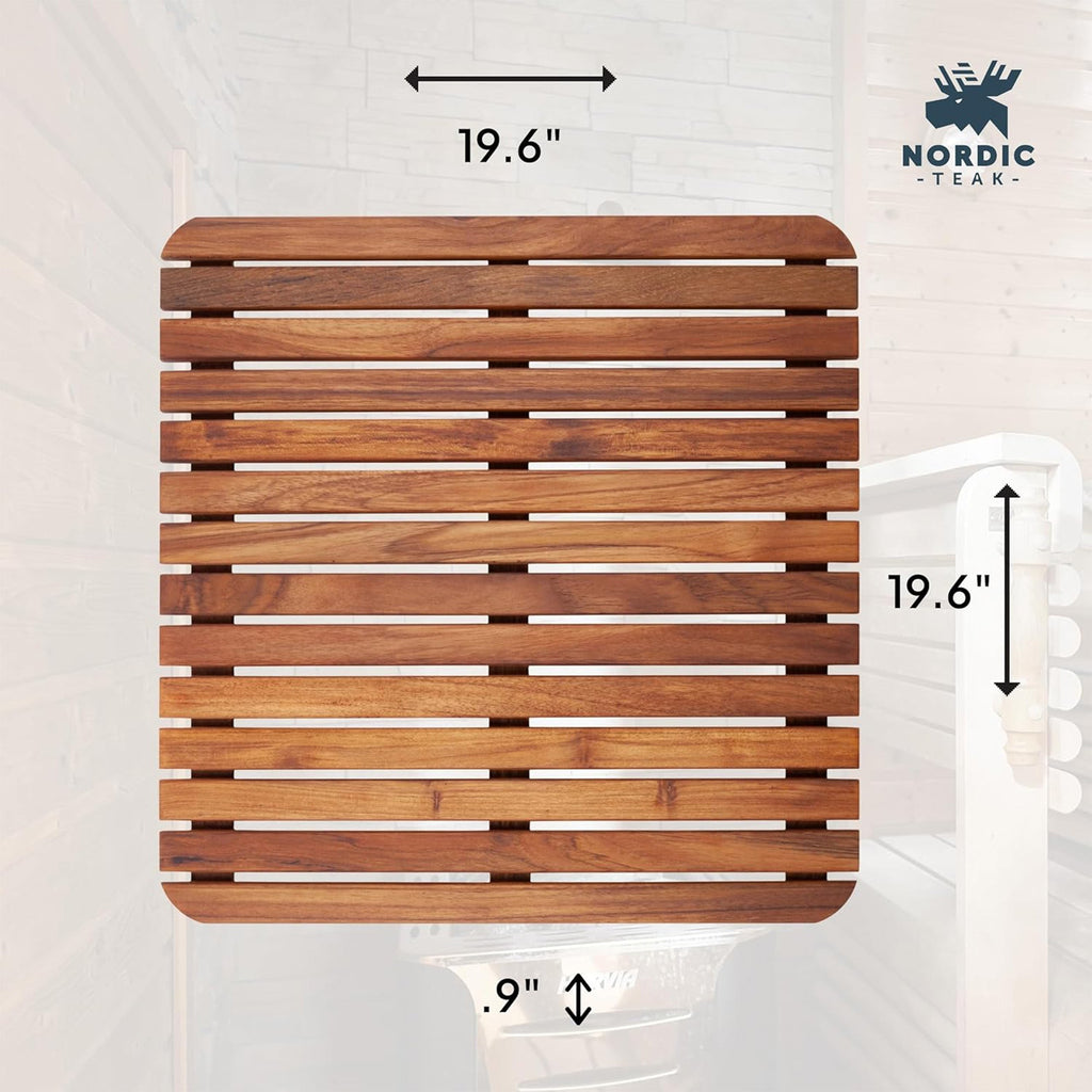 Teak Shower Mat, Redfish Oiled 19.6″ x 19.6″ for Bath Floors, Shower Areas and Everyday Bathroom Use image 3