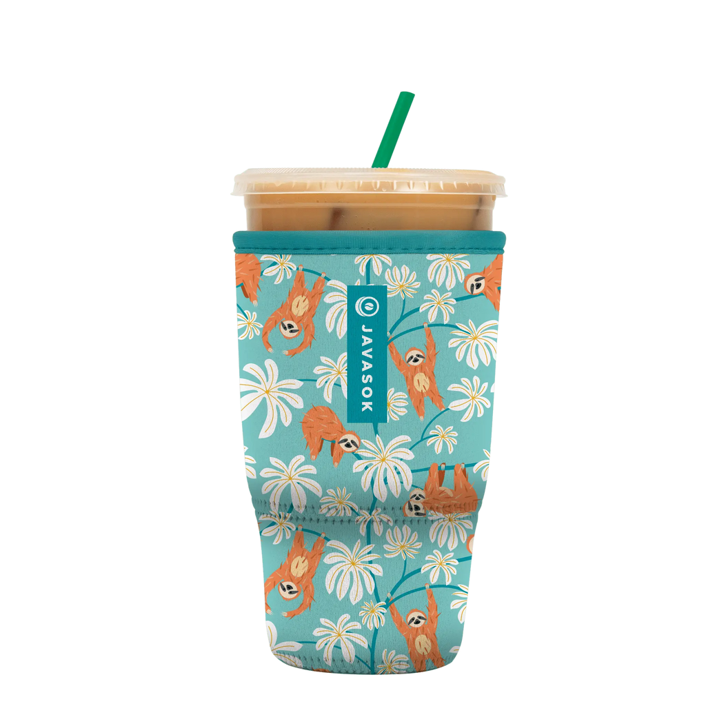 Reusable Cup Sleeve, Slothing Around, Neoprene Construction for Iced Coffee, Cold Drinks and Condensation Control image 3