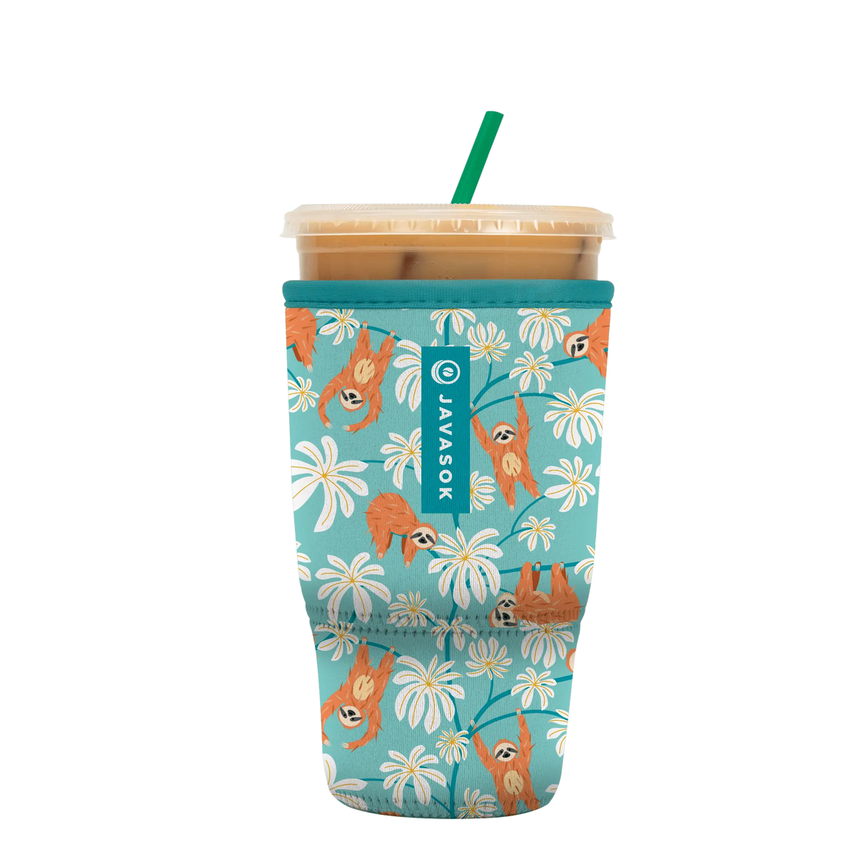 Reusable Cup Sleeve, Slothing Around, Neoprene Construction for Iced Coffee, Cold Drinks and Condensation Control image 3