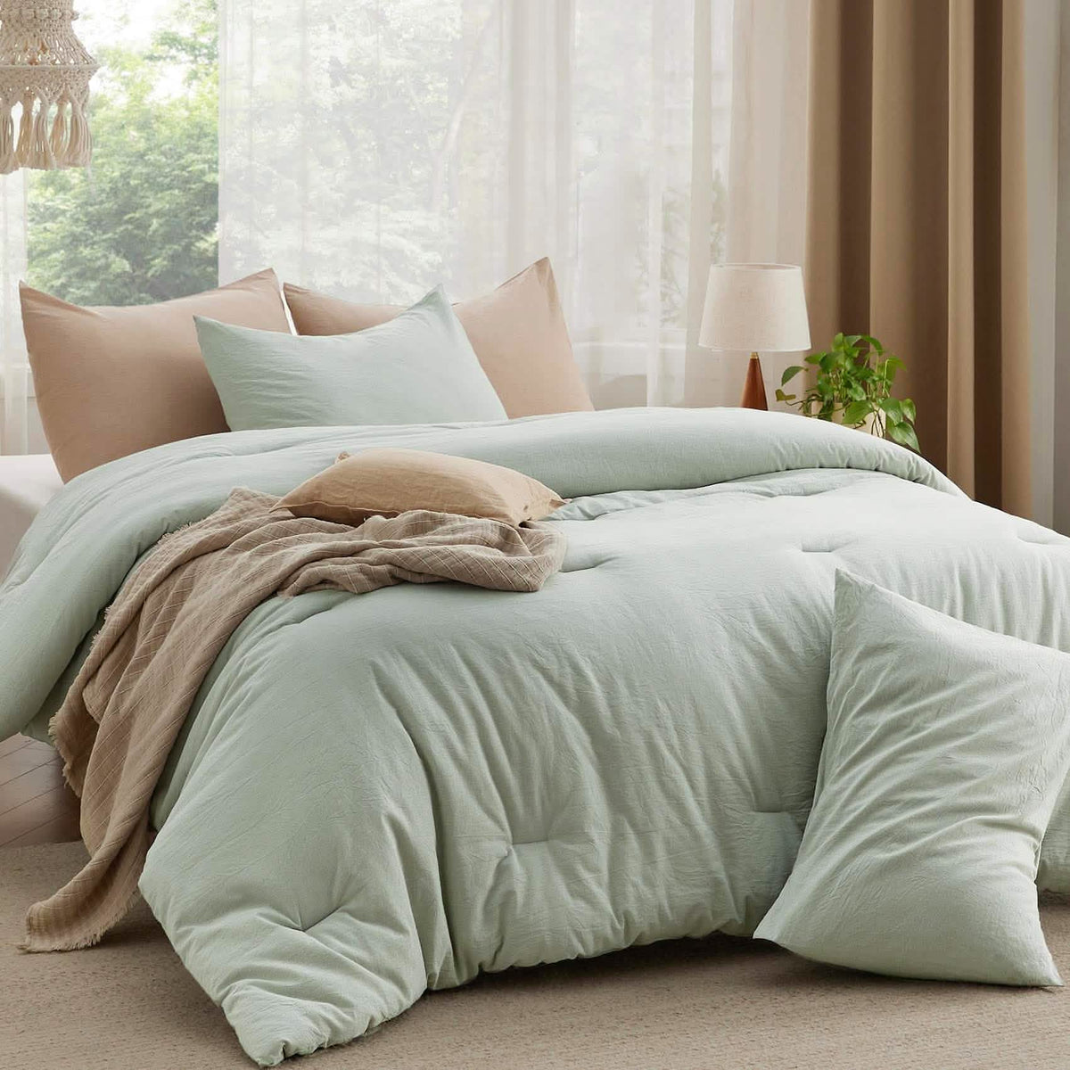 Bed Comforter, Prewashed Cotton Set for Year-Round Bedroom Comfort and Restful Sleep, 5 Sizes and 12 Colors image 3