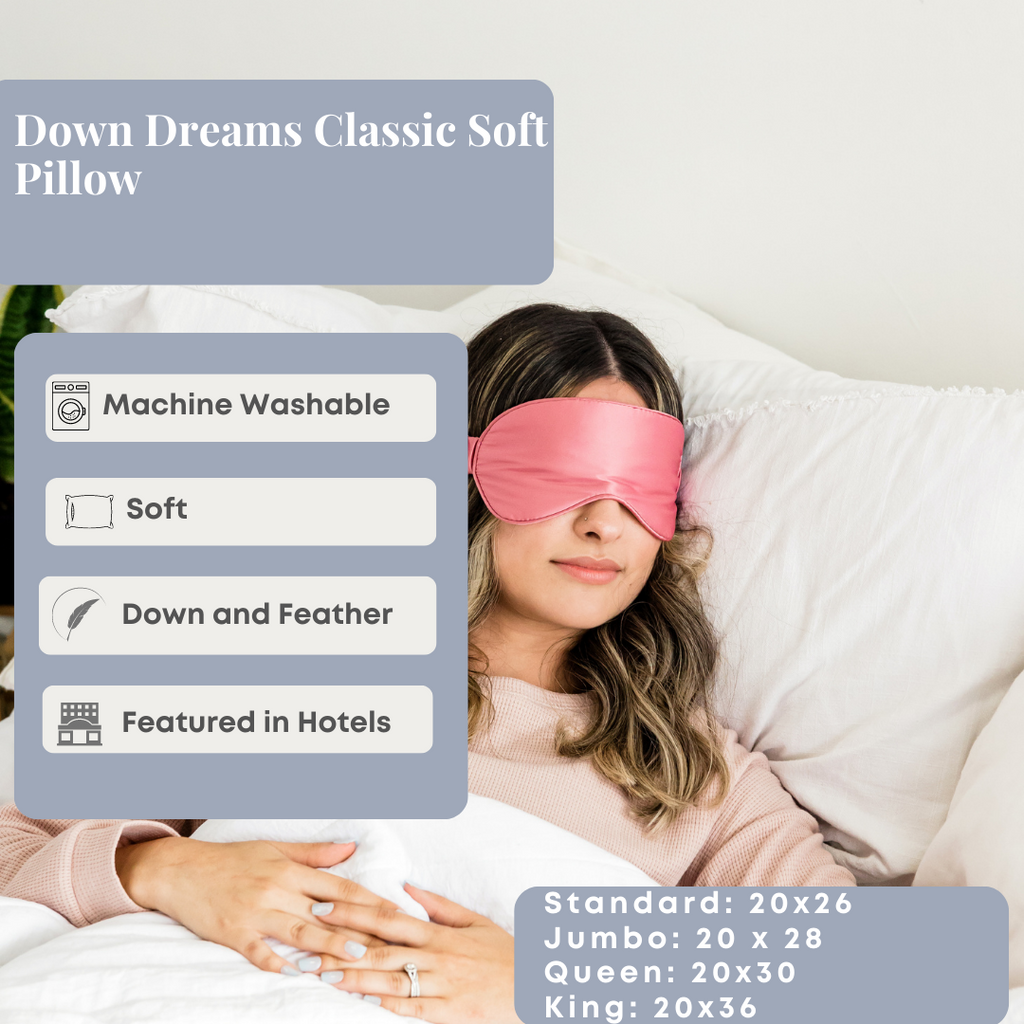 Bed Pillow, Down Dreams Classic Soft , Featured at Many, Breathable Construction for Everyday Sleep and Guest Room Bedding, 4 Size Options image 3