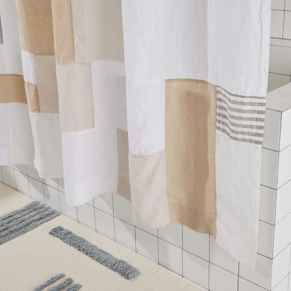 Bathroom Accessory, End Bits Linen Shower Curtain in Sand for Guest Baths and Daily Bathroom Routines image 3
