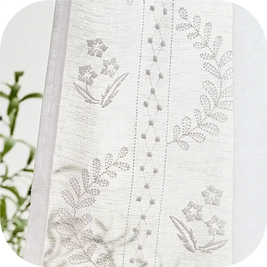 Window Curtain, Embroidered Floral Sheer Curtains (2 Panels) for Windows, Room Styling and Everyday Privacy, 3 Sizes and 3 Colors image 3