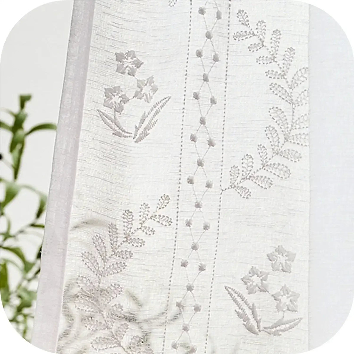 Window Curtain, Embroidered Floral Sheer Curtains (2 Panels) for Windows, Room Styling and Everyday Privacy, 3 Sizes and 3 Colors image 3